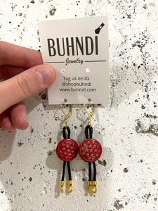 Handmade Mini Bolo Tie Earrings with Vintage Buttons