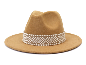 Aztec Belt Retro Flat Fedora Hat