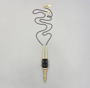 Black & Gold Power Pendant Necklace
