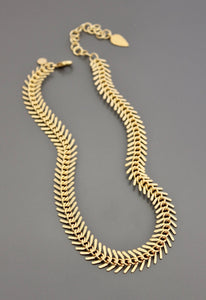 Gold Chain Fish Bone Necklace